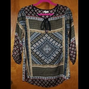 Anthropologie Silky Smooth Boho Printed Tunic